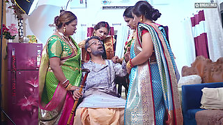 Desi Indian Tharki Sasurji Hardcore Fuck with His Four Daughter in Laws at the same Time ( Full Movie )