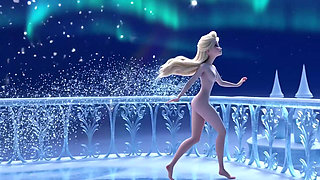 Stunning Nude Elsa Graceful and Elegant Sensual Poses in Her Magical Glowing Ice Palace Cinematic 3D Animation