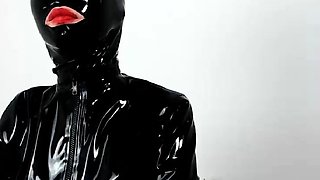 Latex slut solo anal masturbation