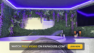 Super Hot Latina Brunette with Big Tits in the Bathroom in a miniskirt no panties organizes the jacuzzi