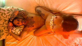 Intense and passionate romantic sex from a real couple ends with a creampie