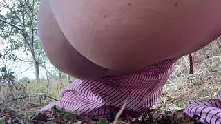 Close up Roadside Pee While Being Watched
