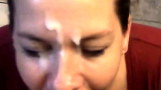 Amateur Housegirl Loves a Big Facial from Strangers