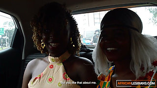 These two EBONY GIRLS acted like just roommates on the couch... then kissed and ate each other out