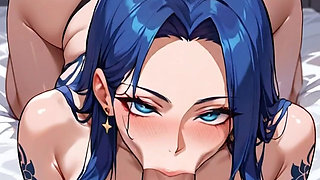 Anime Ai Tattooed Girl Performs Deep Throat