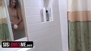 Sislovesme - hidden cam stepbro creeps on his stepsis Alex Blake while she fingering in the shower