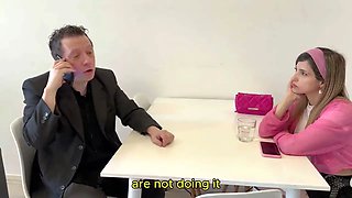 The boss's wife gets DP in a threesome with the employees when her HUSBAND works