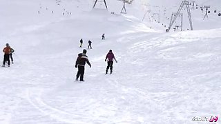 German MILF Julia Pink Public Ski Lift Blowjob - Risky Outdoor Sex with Conny Dachs
