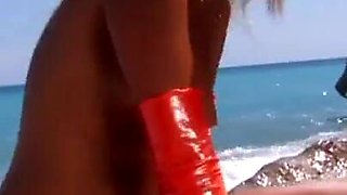 Teen and big tits loves anal sex on the beach