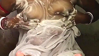 Sona Bhabhi Bathing From Her Boy Friend Bathroom,clearly I Saw Her Big Boobs,