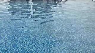 Bikini, Spit on Boobs, Ahegao, Butt Tease in a Public Pool