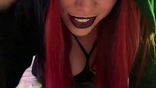 Voluptuous femdom vixen having solo fun with a big toy