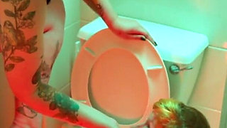 Lesbian Toilet Licking, Pee & Head Flushing Humilation