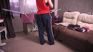 Maid’s Pants Slips Down While Cleaning Landlord’s Apartment