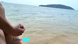 Public Beach Stranger Catches Me Flashing My Big White Cock - BWC Voyeur Compilation