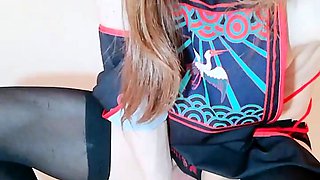 Shemale tranny enjoying solo masturbation