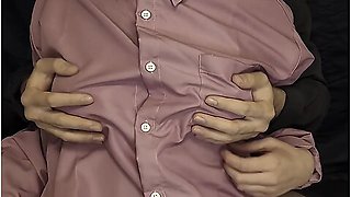 A Guy Crushes My Breasts And Nipples Through A Shirt // Tits Massage