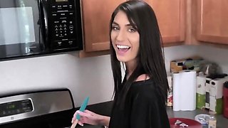 Brunette stepsister is going to suck him dry in POV too