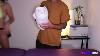 Busty Therapist Mj Gives JOE a Slow Sensual Rub and Milks Him Dry