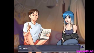 Cute goth girl gets caught loving her roommate's enormous cock in summertime saga