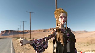 Psychedelic sex! Desert Hitchhiker Meets a Free-Spirit Surfer on the Road to the Ocean