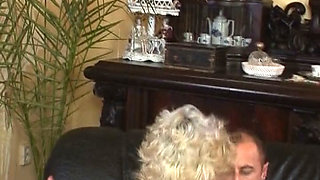 Blonde German slut enjoys bisexual threesome fuck before a facial