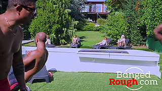 Four Girls Take Outdoor Interracial Gangbang