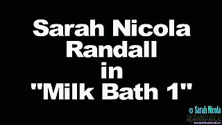 Sarah takes a topless bath in milk