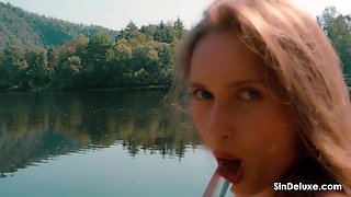 Witness Britta's Solo Masturbation Charm in a Cosmid Tease