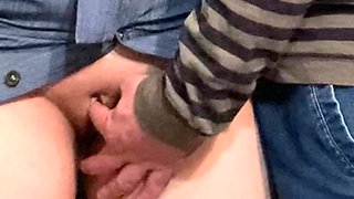 Dirty Hobby! Old Man Fingering Perfect Pussy in Public