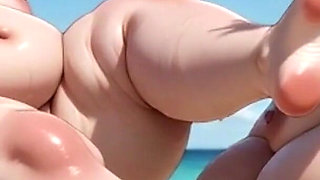 Granny Foot Worship on Obese BBW - Hot Beach Foot Licking Session