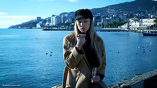 Outdoors Smoking with Beaty Russian Girl 1