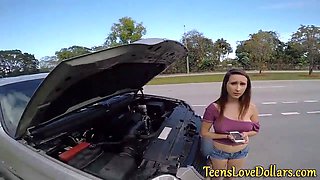 Teenage spunked over for cash