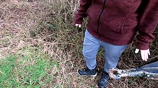Busty Outdoor BDSM: Public Humiliation & Spanking Next to Hunting Stand