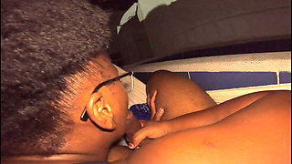 Nipple & Nose Pierced Ebony Whore Teacher in Glasses Suck Jerking Ur Cock While U Lay in the Hammock in Backyard - Mastermeat1