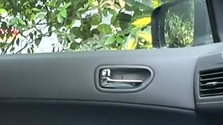 Megaton Boobs You Can See Even Through Her Clothes. Car Blowjob, Cum in Mouth, She Swallows It All!