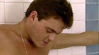 Lovely teen brunette dildos her cunt in the shower