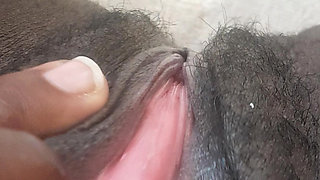 German black fat hairy wet  Pussy with big clit closeups