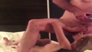 Hot Blonde Escort Gets Pounded by Mature Man on Bed