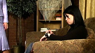 Heavy metal brunette lesbians anal toy action