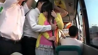 One man fuck girl with big boobs in a bus