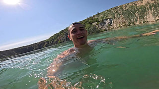 Naked in Blue Water Playful Day with My Lover