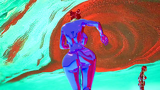 3D RTX 60 FPS Animation - Big Ass - Realistic Animation - Purple Chrome Sex Bot Doll - Ass Focus - Realistic Physics - Striptease