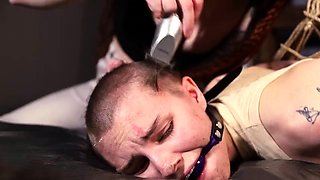 Cutting Hair Of Bondaged Bramble Bondage
