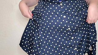 Hot BBW MILF in Polka Dots and Stockings