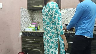 Beautiful Indian Step Mom Pussy and Butt Fucked Hard by Step Son while he is in kitchen